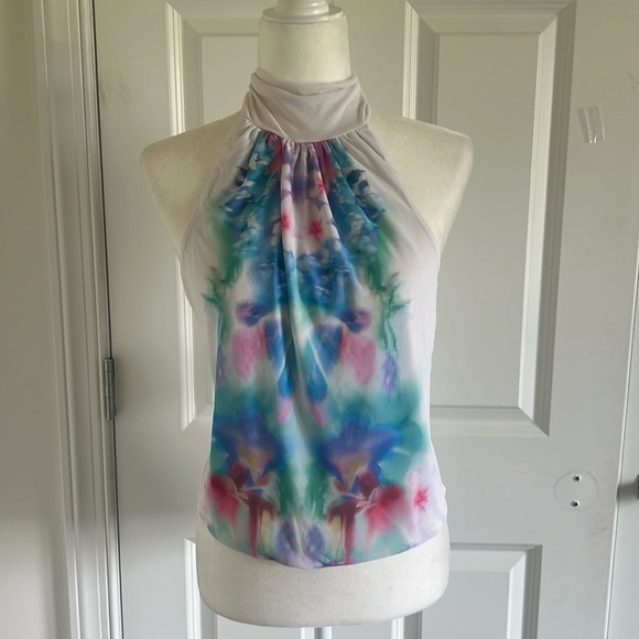NWT AFRM Golda Open Back Turtleneck Halter Top in Blur Blossom - Picture 1 of 7